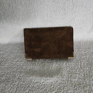 English Leather Brown Suede Card Holder